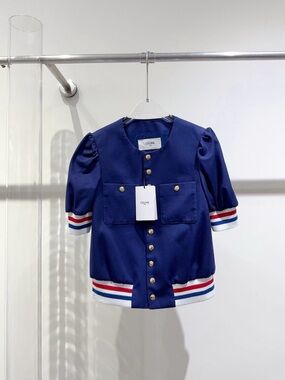 Authentic Celine Navy Blue Button-Front Jacket